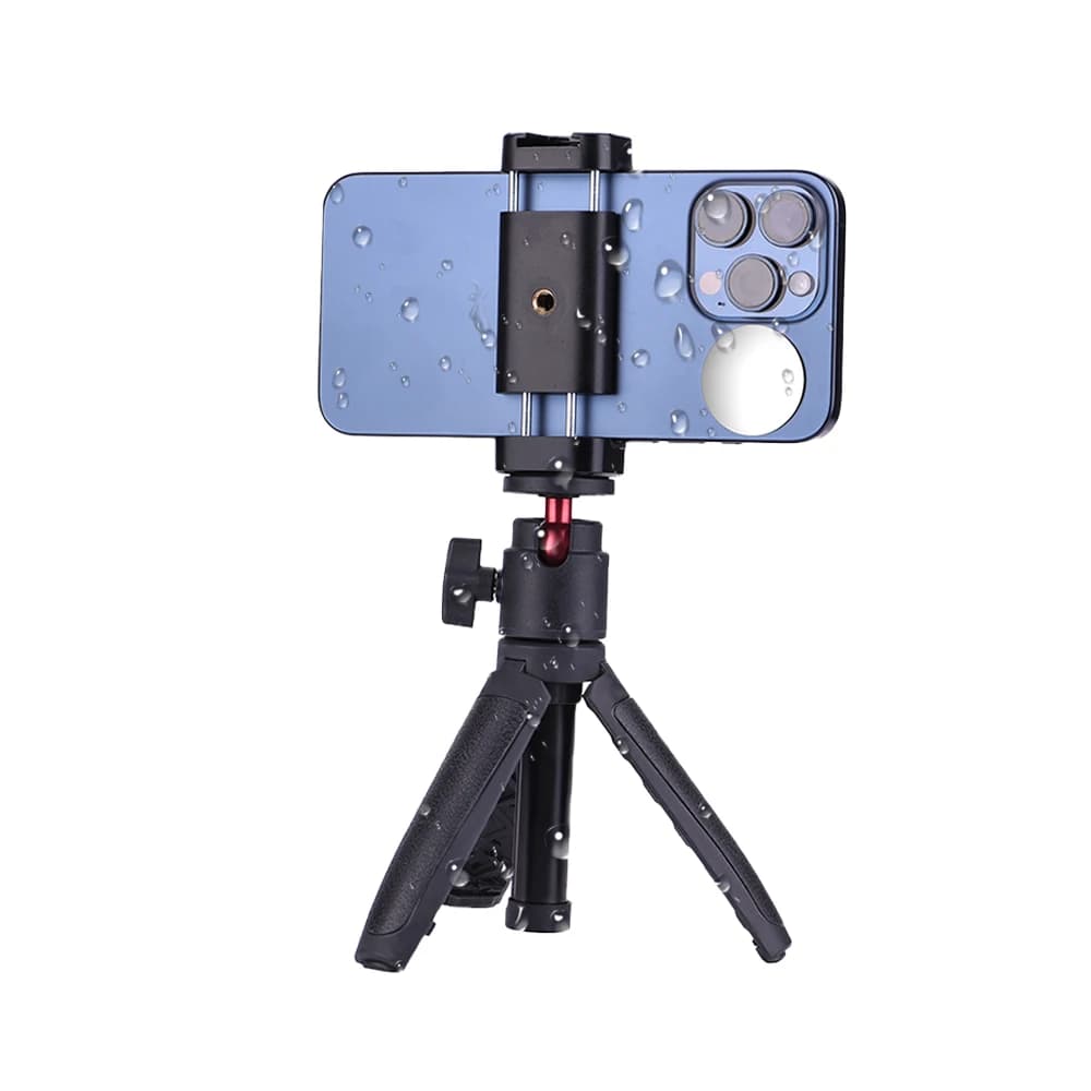 Specchio Portatile per Telefono, Mini Specchio Compatto Adesivo con Clip per Telefono, Treppiede e Luce di Riempimento, Specchio Riflettente per Selfie