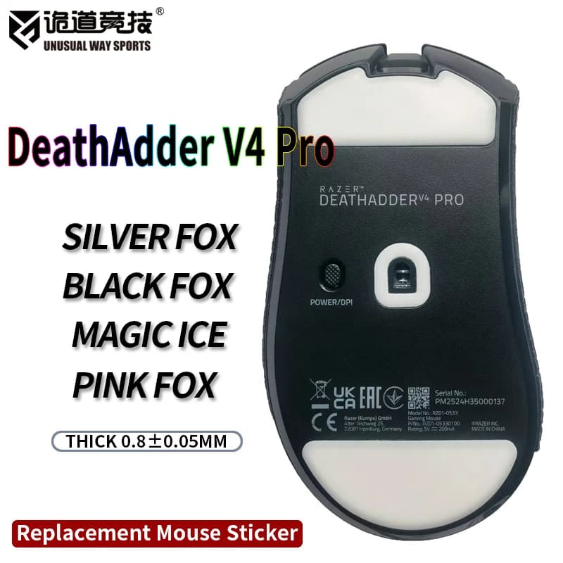 InsolitoWaySports Mouse Pattini Piedi DA Deathadder V4 Pro Superficie curvata PTFE Anti collasso Magic Ice Pink Black Silver Fox