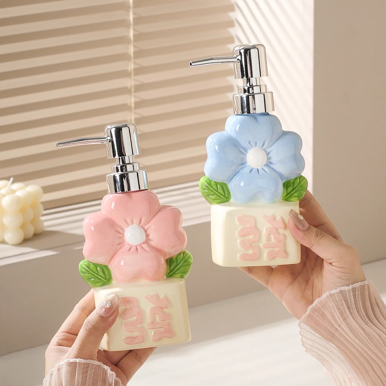 Dispenser di sapone creativo fiore lozione pressa bottiglia disinfettante per le mani bottiglia bagno doccia gel shampoo bottiglia di ceramica bagno