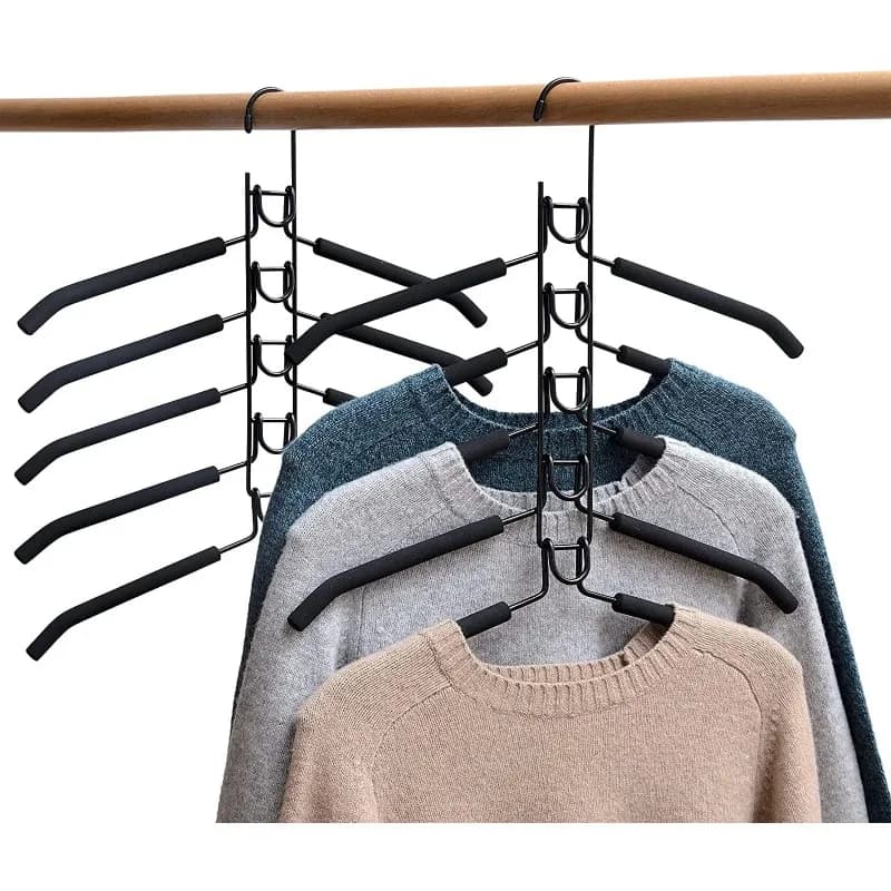 for Shirts Dresses Jackets Multi-Tier Hanging Closet Hanger with Hooks Clothes Hanger Organizer Space-Saving Hanging Storage 5PC