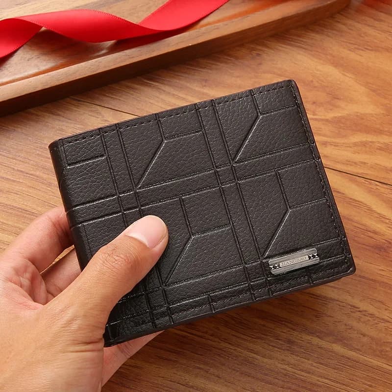 Portafoglio da uomo Nero Slot multi-carta Modello scozzese Portafoglio da uomo orizzontale casual per giovani Porta carte maschile Portamonete piccolo Cartera