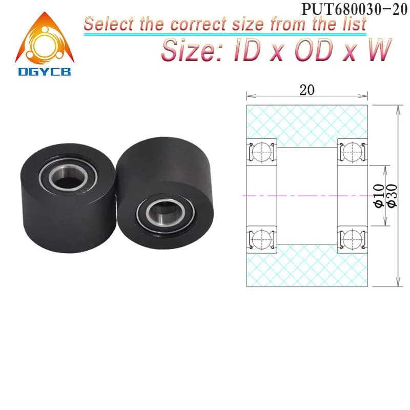 1 pz 10x30x20 doppio 6800 cuscinetto manicotto in gomma poliuretanica PUT680030-20 30mm nastro trasportatore avvolgimento in gomma cuscinetto ruota 10*30*20