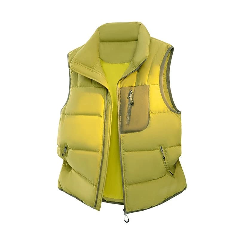 Couple's High-Loft down Vest Duck Feather Quilted Zipper Front Casual Outdoor Warm Necktie Style Fashionable Urban Youth Jacket