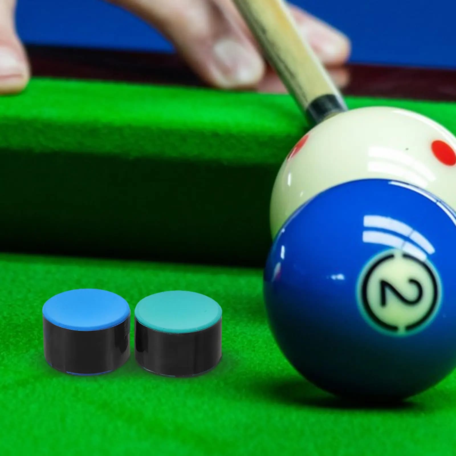 2 Pezzi Gesso per Stecca da Biliardo Blu Verde Rotondo Professionale Polvere per Punta Stecca da Snooker Torneo Gesso ad Alte Prestazioni per Biliardo e Snooker