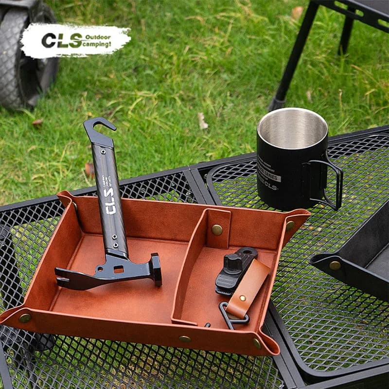 Outdoor Camping PU Material Tray Travel Storage Box For Home Portable Foldable Storage Box For Camping Various Items