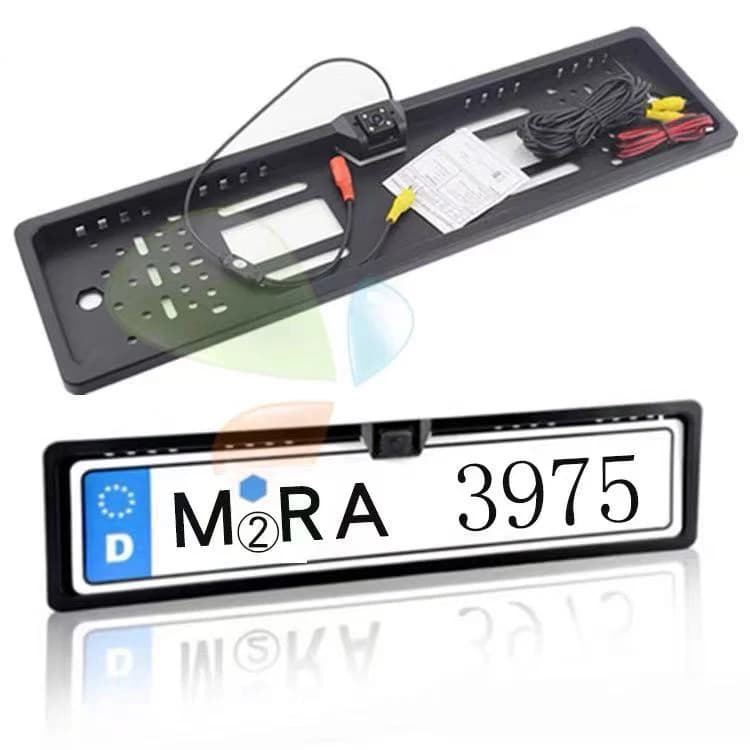 Lampada 4LED Telecamera con telaio targa europea HD impermeabile per auto con telaio di marca europea con telecamera per retromarcia