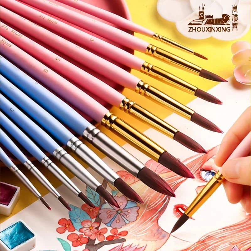 8 pcs watercolor gouache brush pen set professional art oil painting brush nylon hook line acrylic for beginners adult students