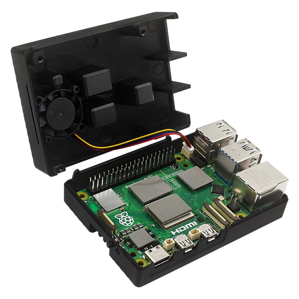 Metal case with active heatsink for Raspberry Pi 5, aluminum alloy, with cooling fan