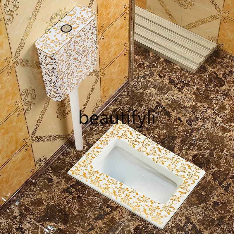 Set reservoir for toilet crouched gold ceramic European style anti-locking and deodorant crouched hidden pit8578