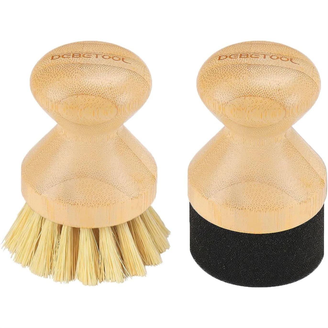 Natural Bamboo Cutting Board Oil Wax Applicator and Scrub Brush Set with Sisal Fiber and Sponge for Wooden Worktops and Utensil