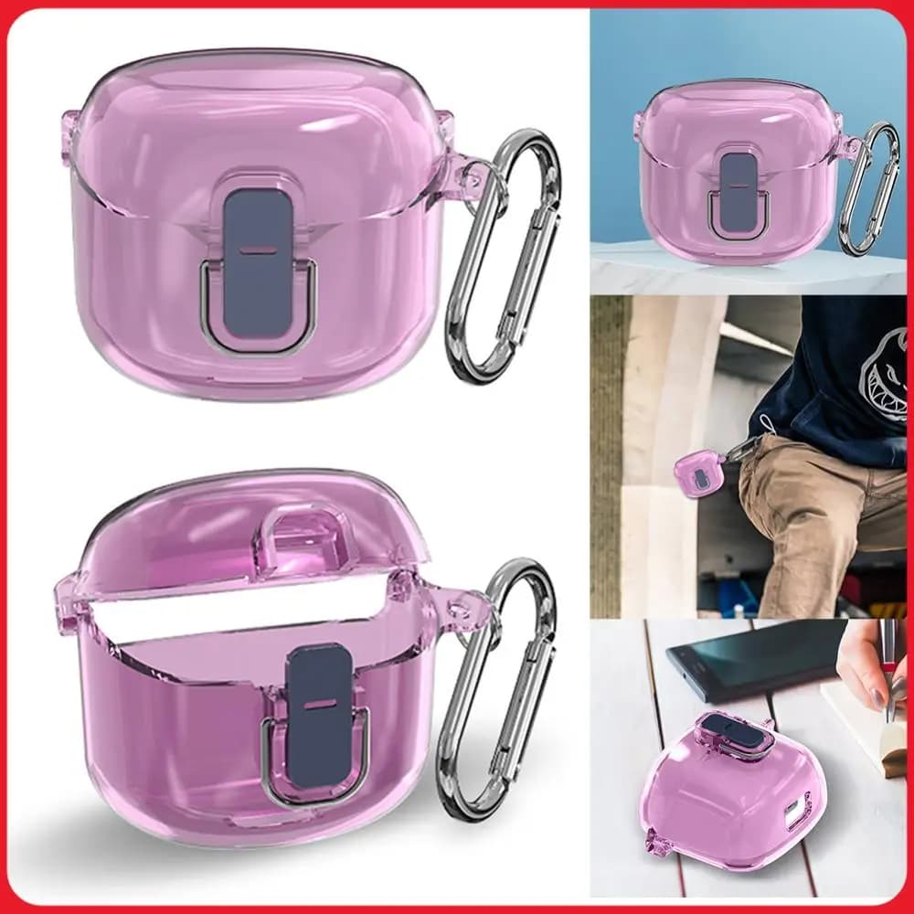 Earphone Case Anti-drop Hard PC Shell Clear Case Cover Earbuds Skin Cover with Carabiner for Tune Flex 2023 Wireless Earbuds