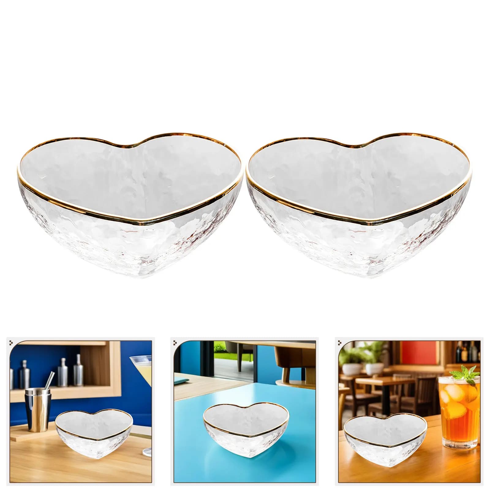 2 ciotole in vetro a forma di cuore, contenitori trasparenti per dessert, ciotole creative per gelatina e budino, per servire cibo in casa e in cucina