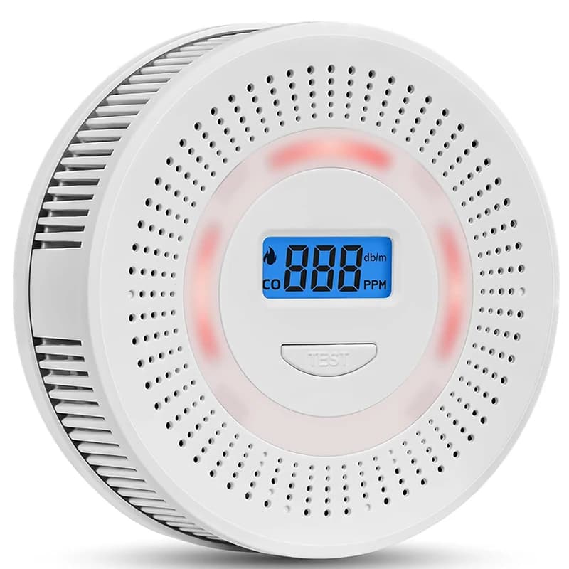 J&R White Round Fireproof ABS Loud 90dB Siren Audio Alert Ceiling Mounted Home Safety Photoelectric CO Smoke Alarm Detector