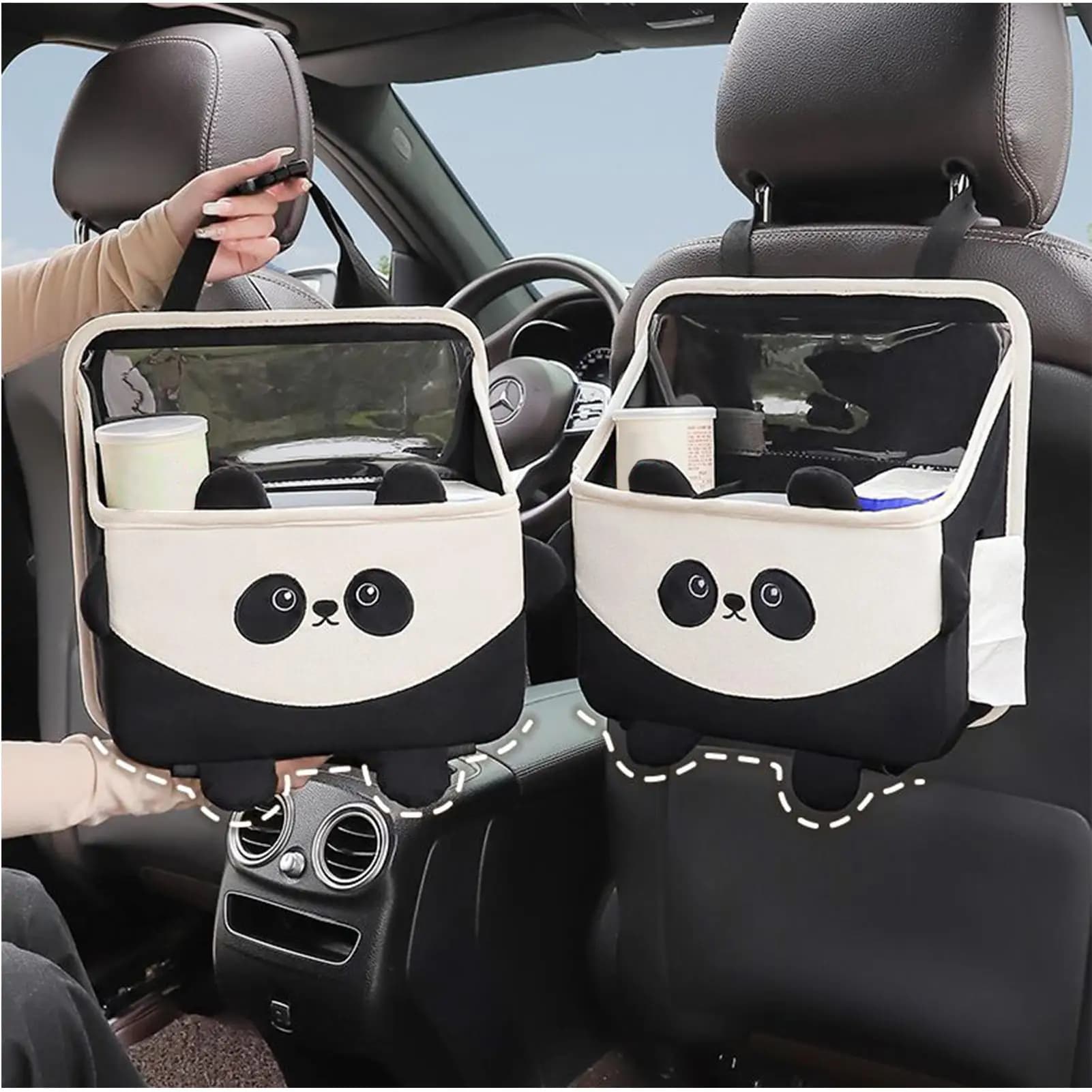 Car Trash Can For Back Seat Wear-Resistant Soft Storage Bag Auto Backseat Caddy Organizer For Family Friends Mobile Phones Files