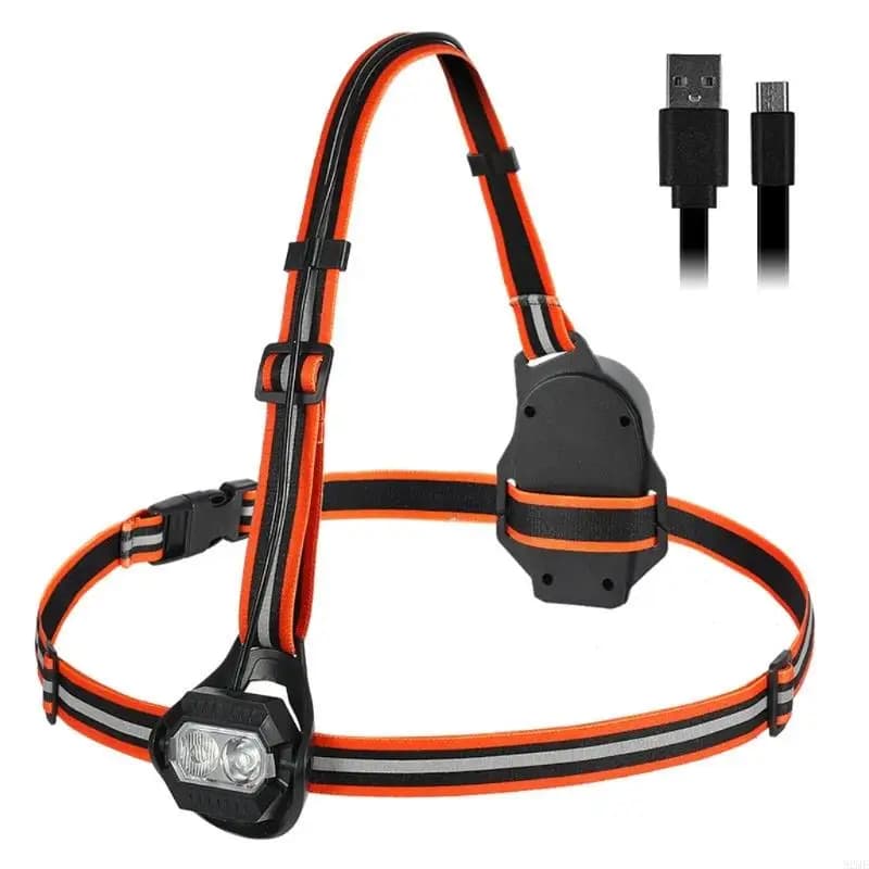 Luci marcia notturne Luce pettorale a LED ricaricabile tramite USB con lampada avvertimento sicurezza, attrezzatura da corsa impermeabile IPX4 per corridore