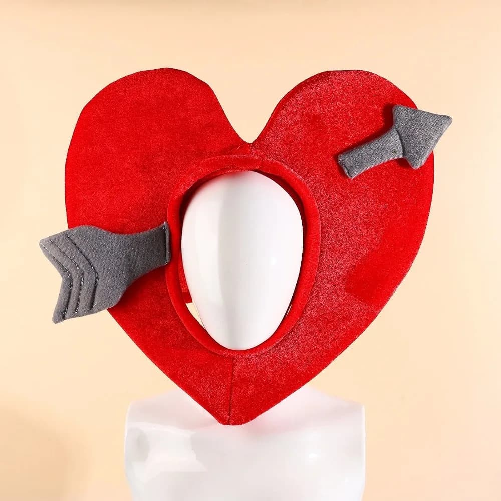 Cappello a Forma di Cuore Rosso Divertente per San Valentino, Copricapo Cosplay Cupido, Cappello a Forma di Freccia di Cupido per Uomo/Donna
