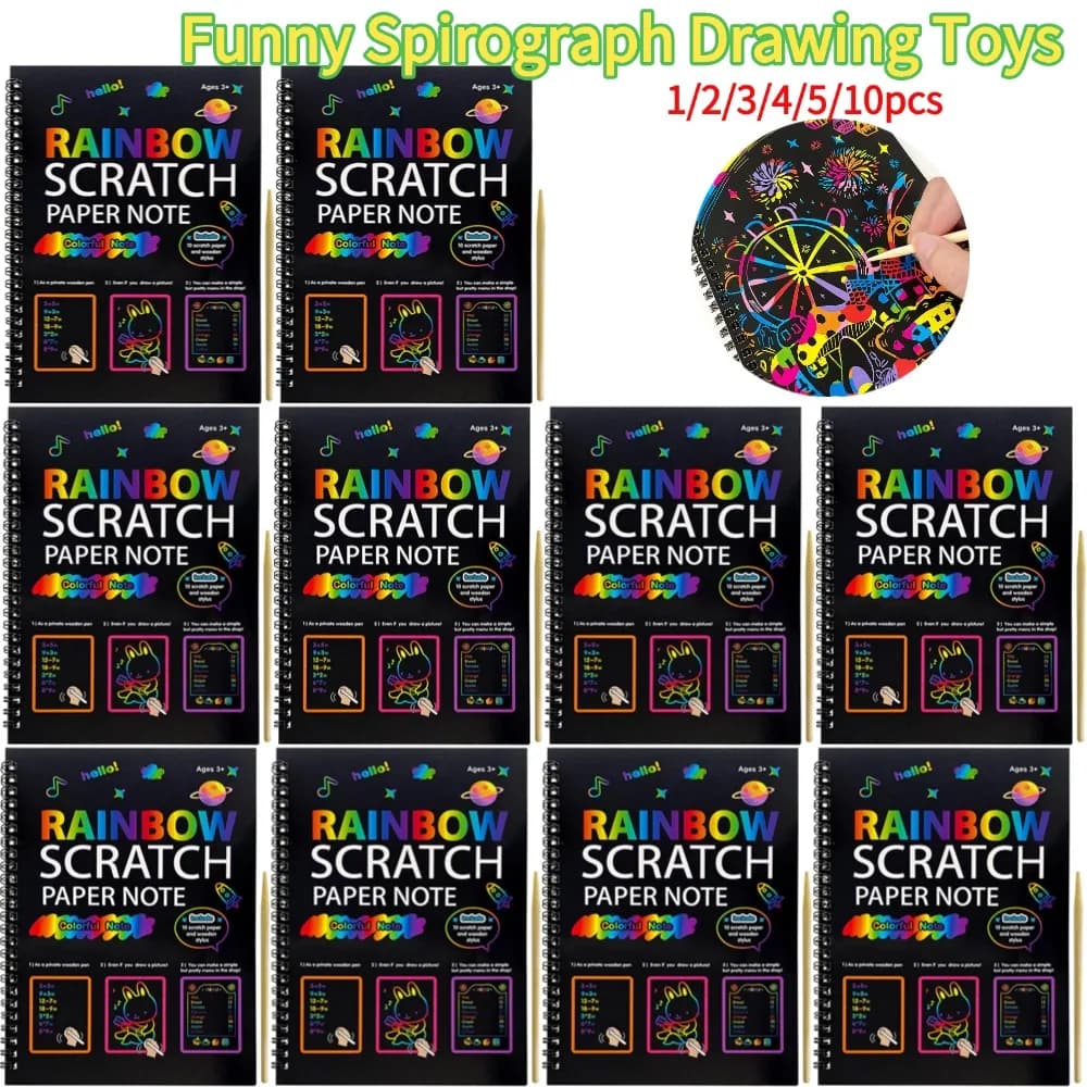 Divertenti giocattoli da disegno per spirografo Set Educazione Montessori Giocattoli con righello geometrico Accessori da disegno Nota di carta antigraffio arcobaleno