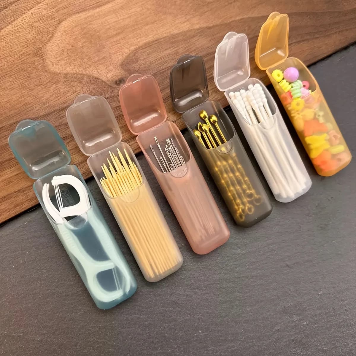 12 pezzi porta stuzzicadenti portatile portapillole scatola per medicinali da viaggio mini contenitore in tubo di plastica per organizer per vitamine e filo interdentale