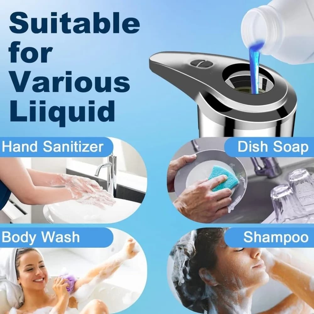 Nuovo dispenser automatico di sapone in acciaio inossidabile impermeabile elettrico intelligente con sensore dispenser per sapone in schiuma bagno