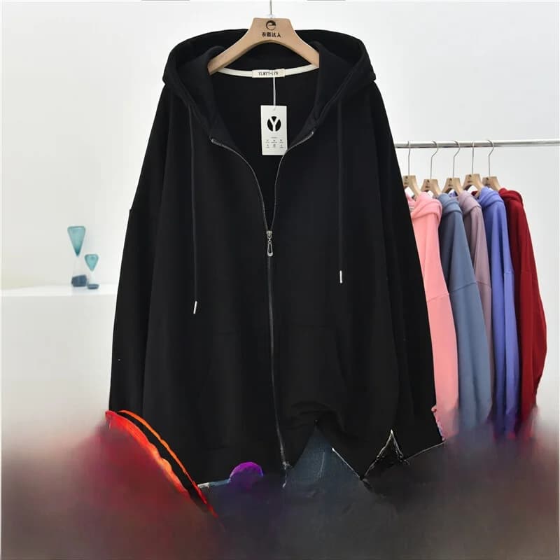 Loose Long Sleeve Hoodie Women's Spring Autumn plus Size 300 Pounds Casual Open Cardigan Top for Fat MM 240 Pounds Outerwear