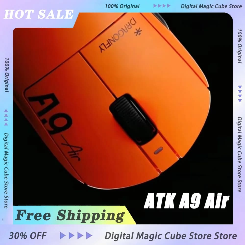 ATK A9 Air Ultimate Mouse Wireless Master Edition PAW3950 UItra 53g Leggero Gioco ergonomico E-sport Accessorio personalizzato Regali