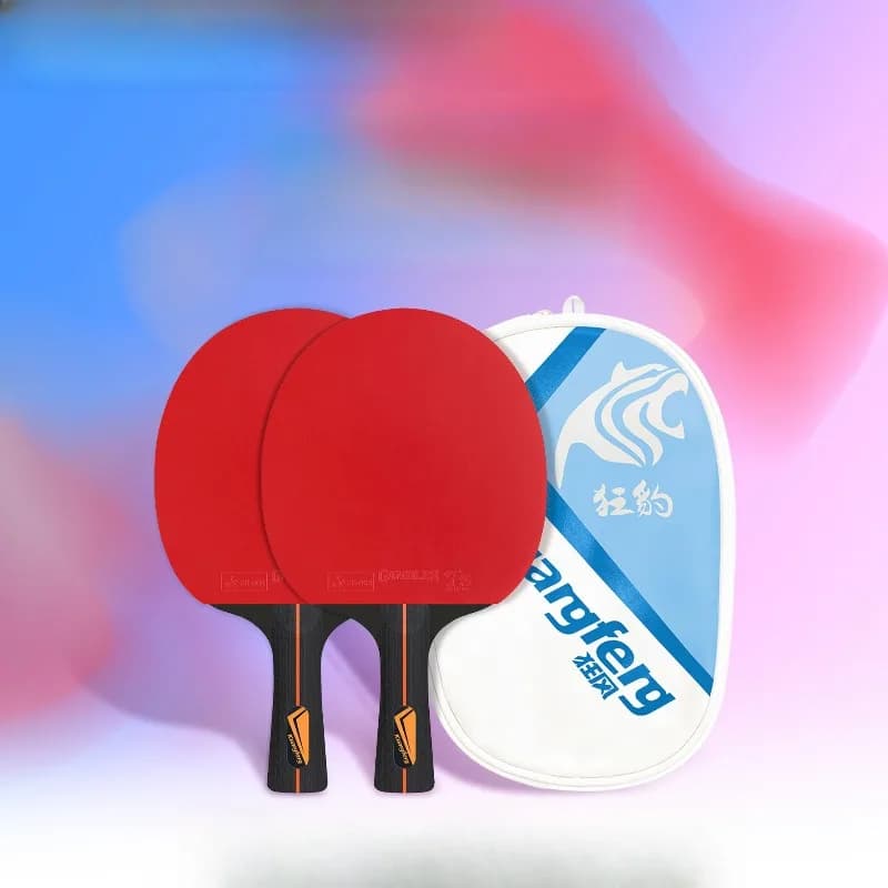 Ping Pong Professional PB02 Racket Set, Double Face Competition Rack Self-adhesive with Arch Shape