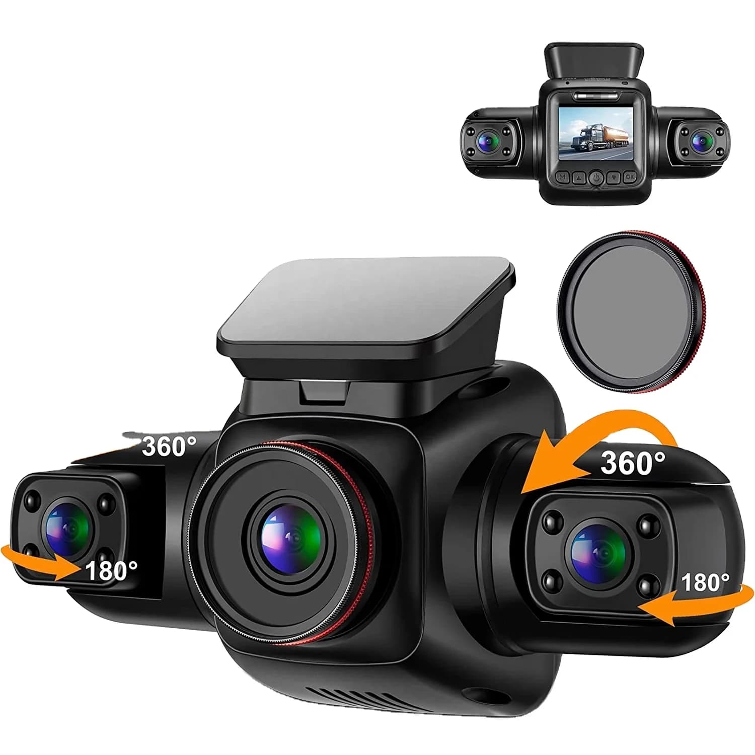 Dash Cam per Auto a 4 Canali 4*1080P, Registratore di Guida GPS WiFi con Visione Notturna IR, 4 Telecamere