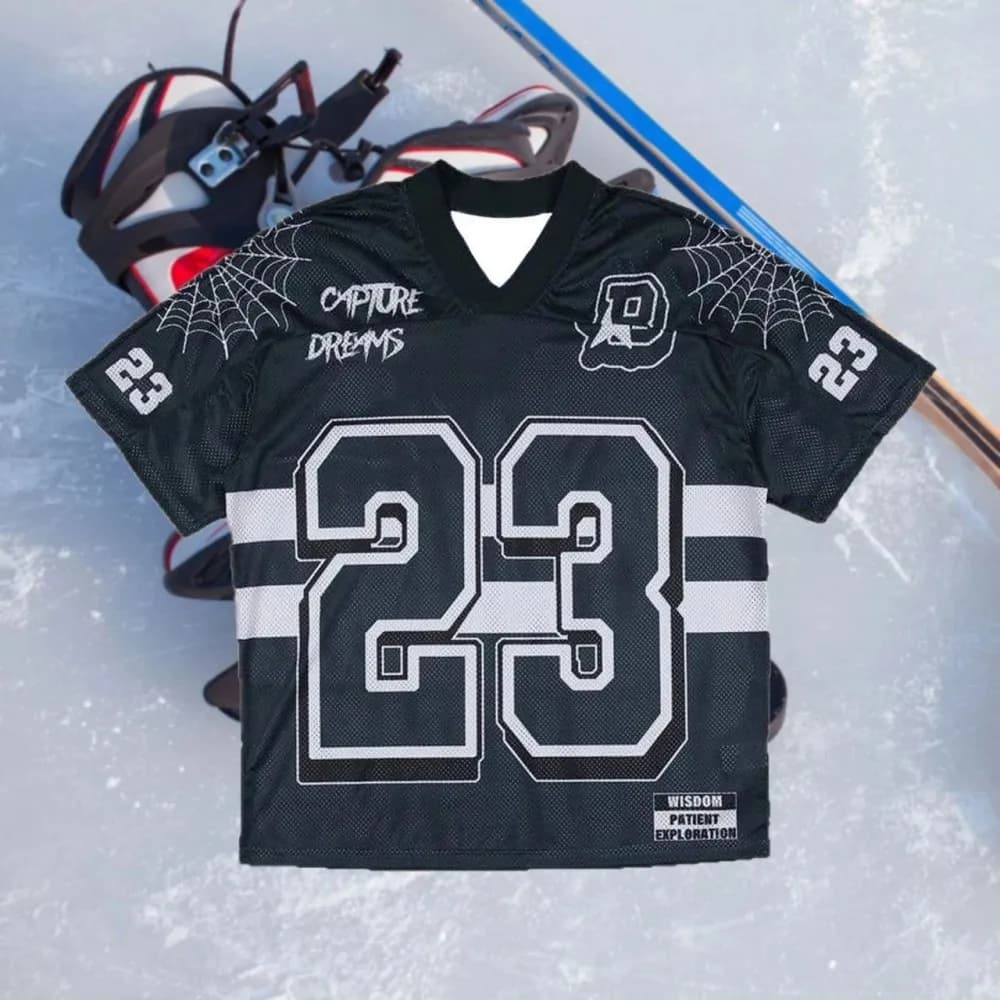 Nuova maglietta da uomo con scollo a V traspirante e confortevole da hockey su ghiaccio americano abbinata al top sportivo all'aria aperta con stampa digitale