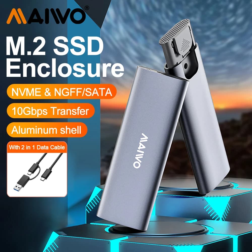 MAIWO M.2 NVMe NGFF SSD Enclosure USB 3.1 Type-C 10Gbps custodia esterna Hd M2 SSD Hard External SSD HDD Storage Box per PC Case