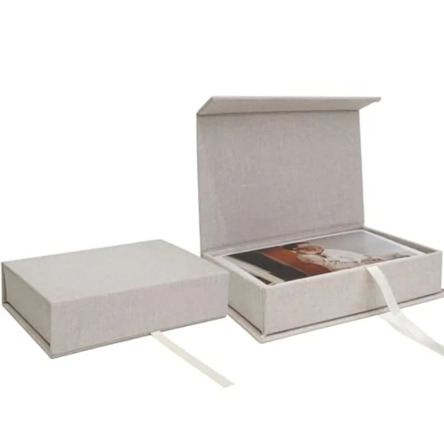Linen 4" x 6" Photo Cases and Postcard Keeper Storage Container Box 1Pcs for Photo, Postcard, Decorative Paper