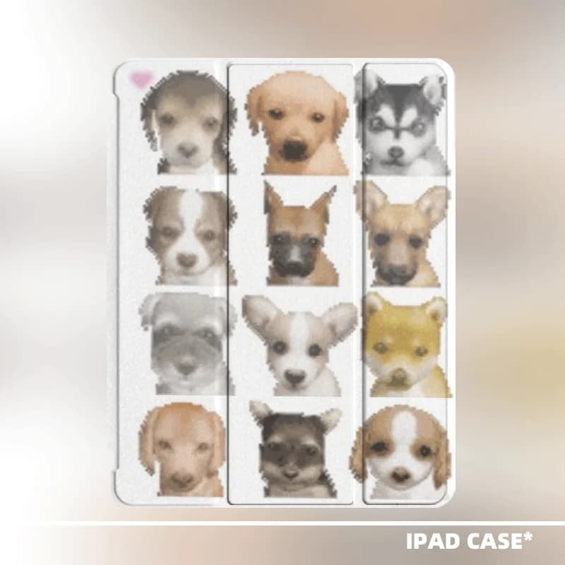 Custodia per iPad in acrilico con testa di cane pelosa e simpatica, compatibile con iPad Pro da 11 pollici modello 2026 Air457, con slot per penna, anti-piegatura Pro...