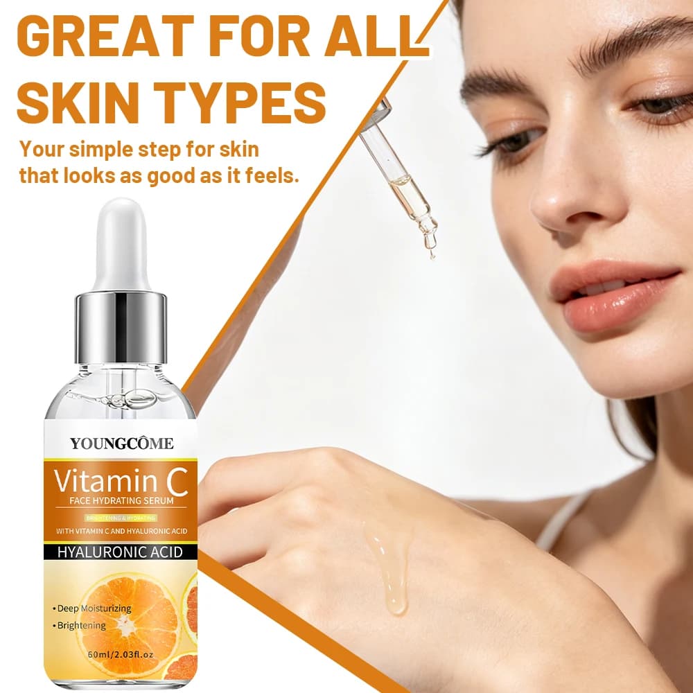 Vitamin C Face Hydrating Serum Brightening Skin Care with Hyaluronic Acid Deep Moisturizing Facial Essence for Daily Glow