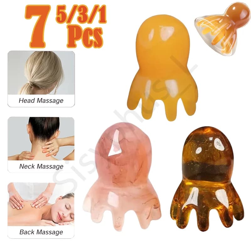 Pettine per polpo in resina portatile tinta unita ASMR spazzola relax testa collo massaggiatore SPA Gua Sha strumento di massaggio sanitario