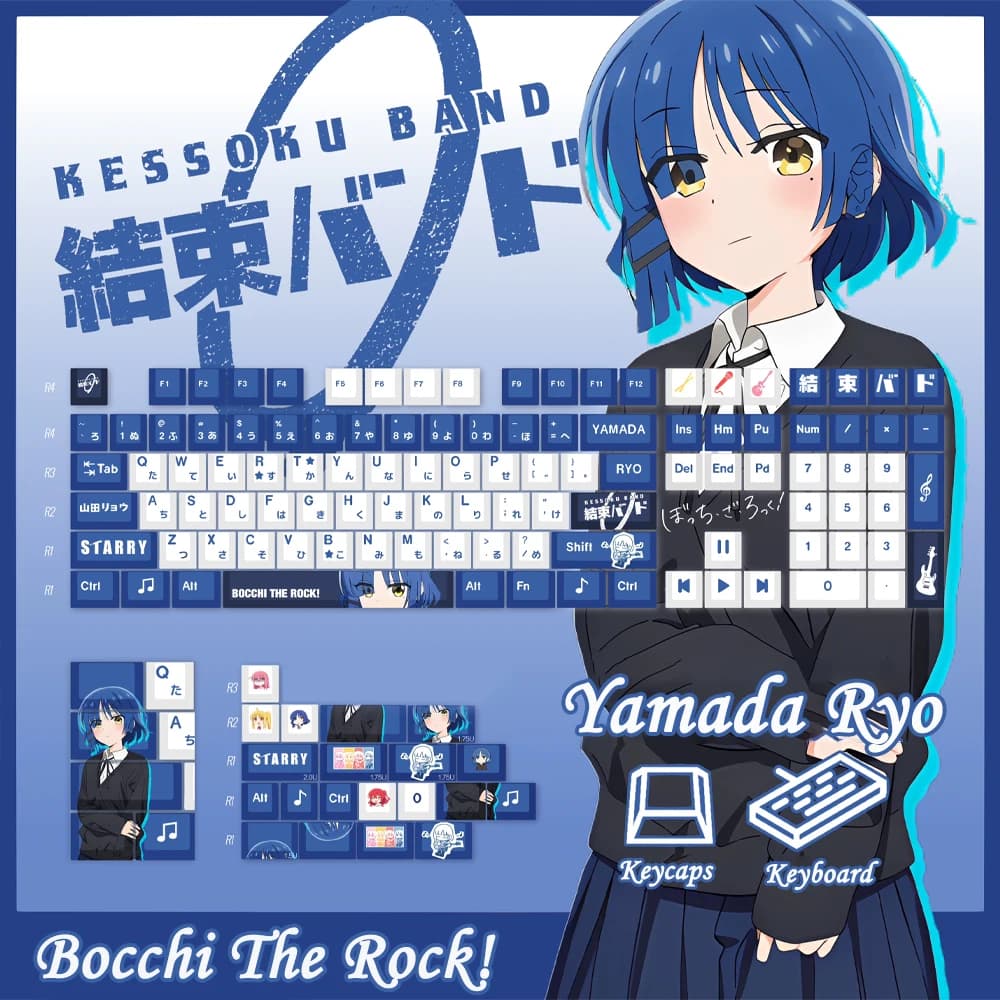 Tastiera meccanica PBT Dye Subbed Keycaps Cartoon Anime Gaming Key Cap BOCCHI THE ROCK Yamada Ryo Opaco Keycap per ANSI Layout