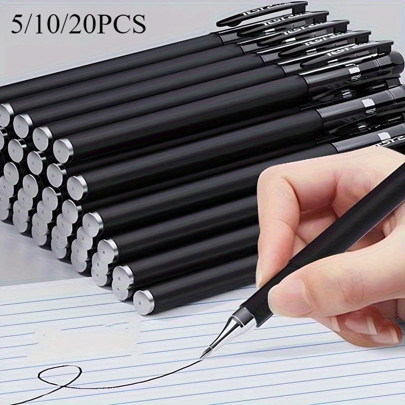 5/10/20 pieces quick drying gel pens, 0.5 mm fine tip, black ink - Ideal choice for office and school, only for school use