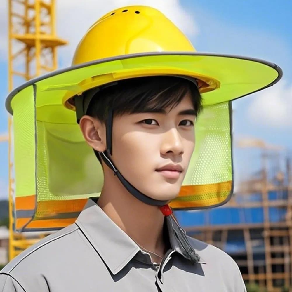 UV Protection Safety Helmet Curtain Reflective Wide Brim Reflective Neck Protector Portable Zipper Sunscreen Neck Cover