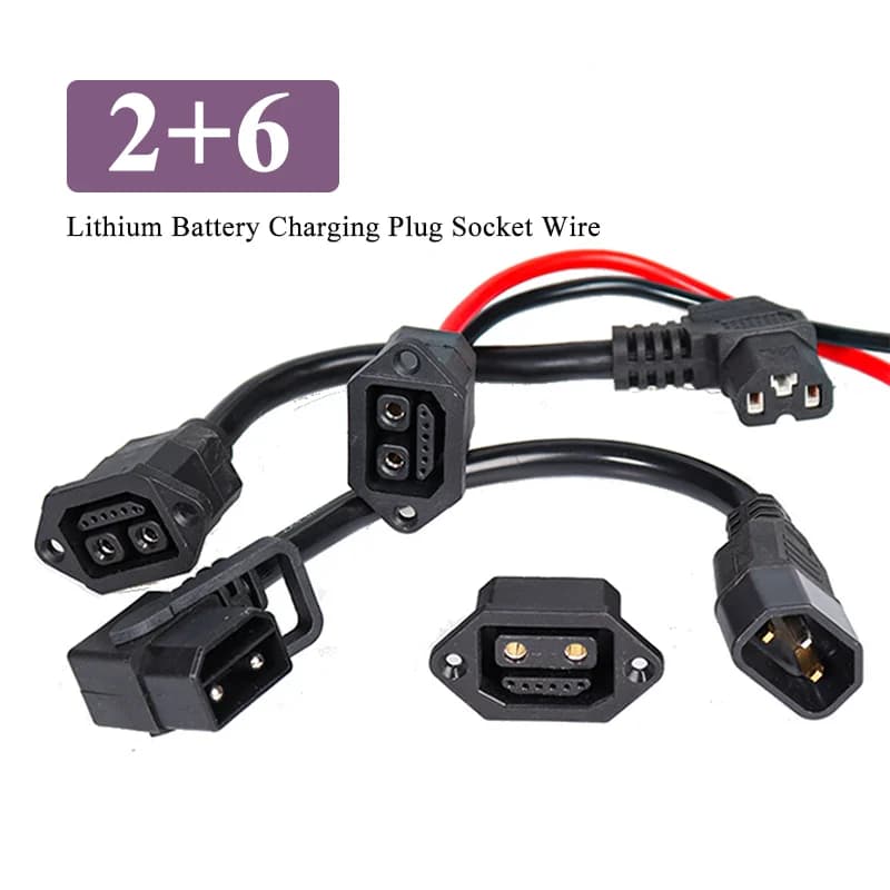 2 + 6 Connettore batteria al litio E-bike Presa di ricarica sostitutiva 8 pin con cavo Adattatore connettore caricatore veicolo elettrico