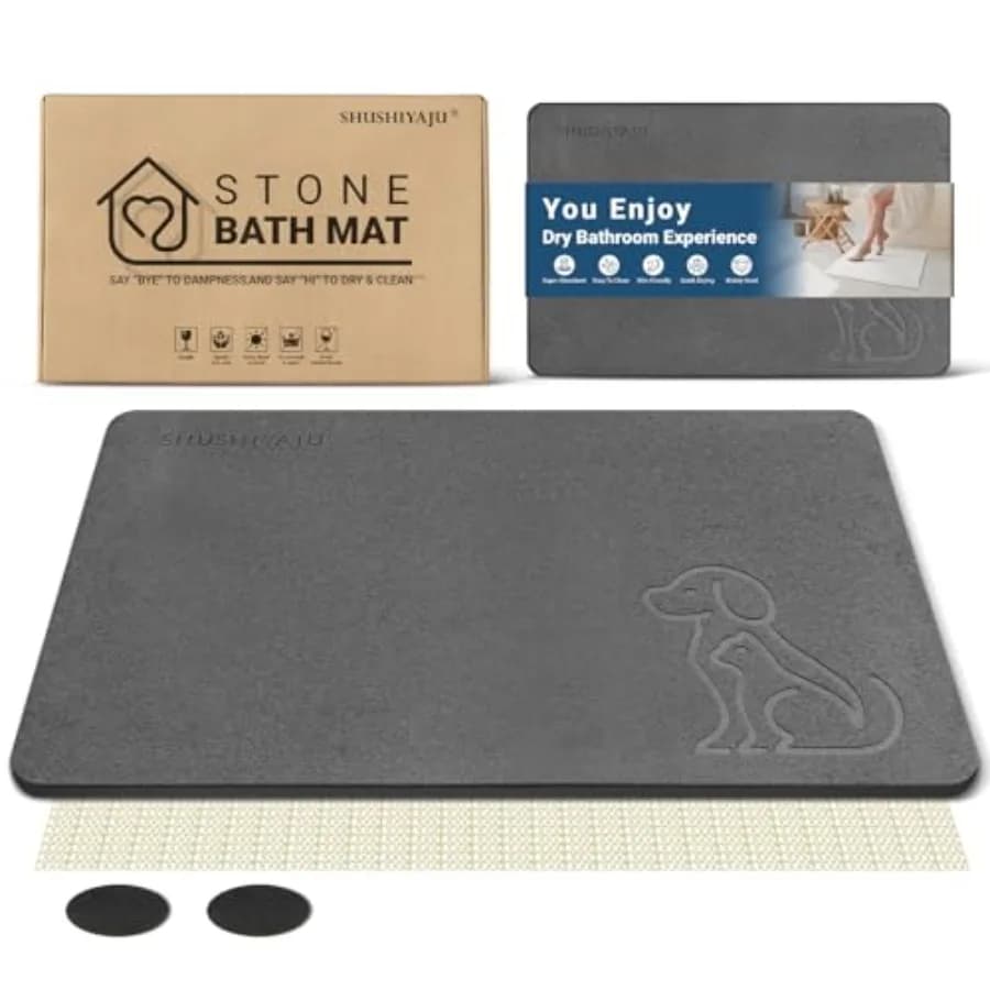 Tappetino da Bagno in Pietra a Rapida Asciugatura, Antiscivolo in Terra Diatomacea, Super Assorbente, Tappetino per Doccia in Diatomite, Elegante Tappetino per Pavimento del Bagno