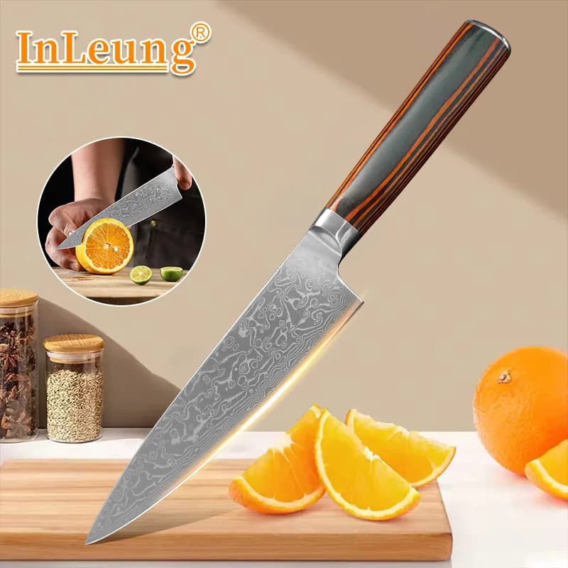 Coltello professionale per affettare carne, frutta, pesce, coltelli da cucina, mannaia da chef, manico in legno, coltelli per disossare in acciaio di Damasco