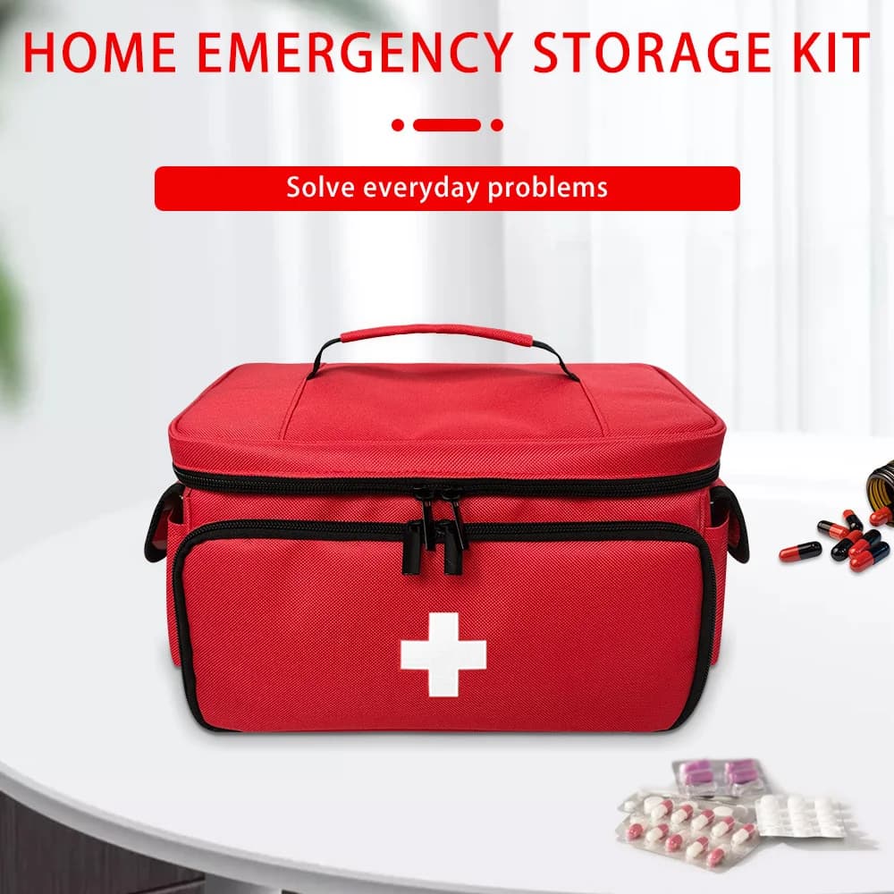 Organizer medico portatile: borsa compatta per kit di pronto soccorso per casa, auto e viaggi | Deposito di medicinali impermeabile con tasche con cerniera