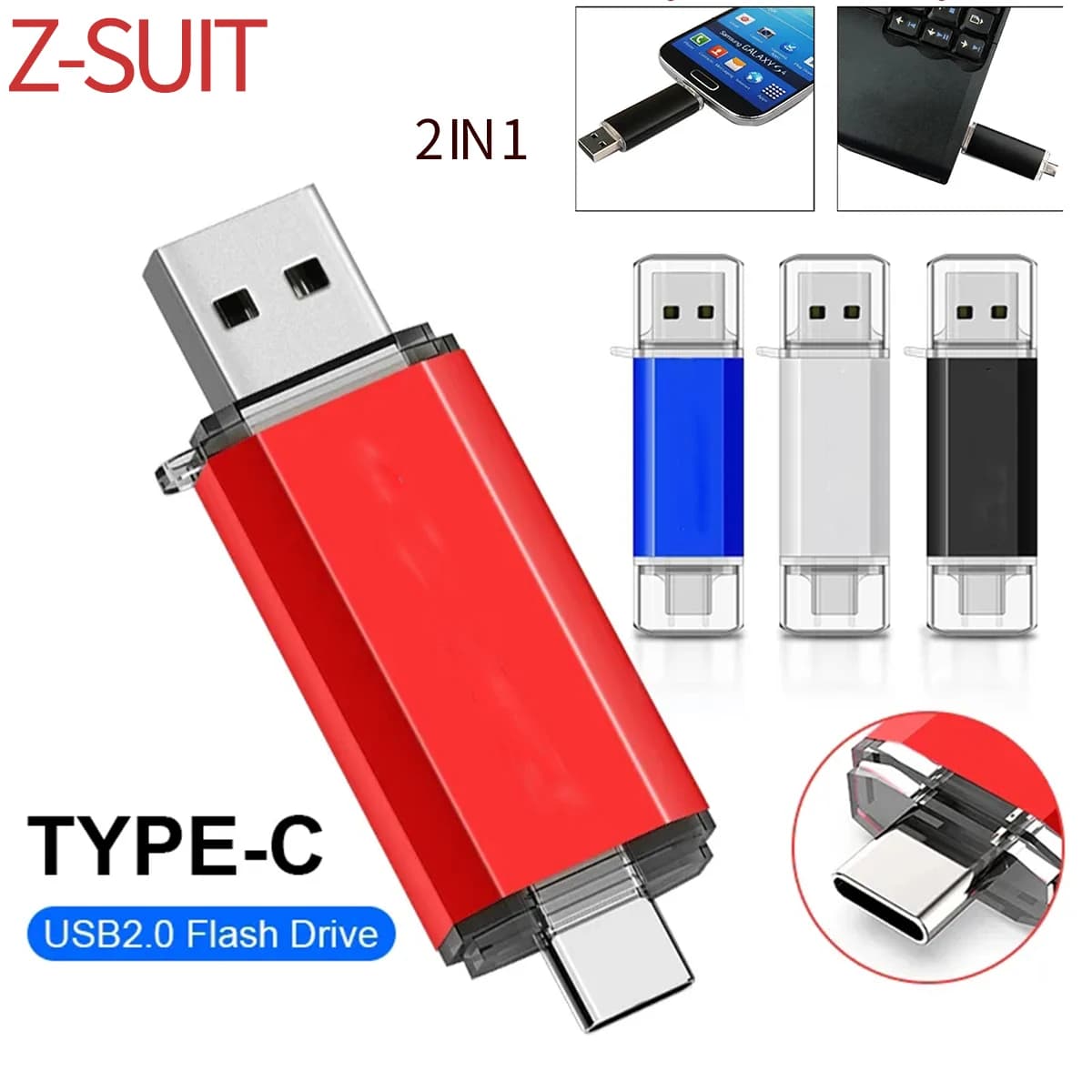 TYPE-C OTG 2 IN 1 telefono/Laptop chiavette USB Pen Drive IN metallo Memory Stick ad alta velocità U Disk 4GB impermeabile USB 64GB PenDrive