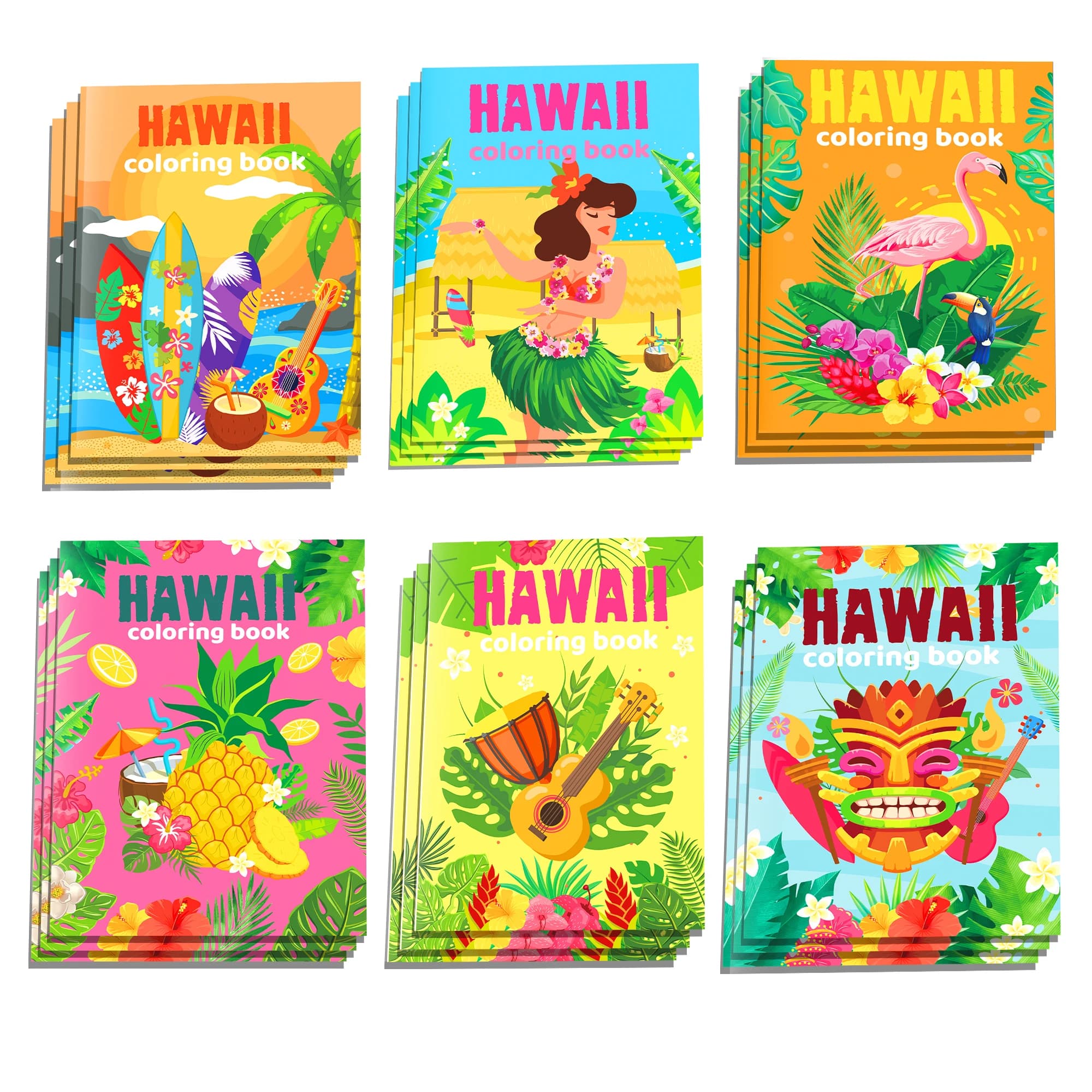 12pcs Summer Hawaii Beach Graffiti Drawing Painting Books DIY Coloring Book Baby Shower Birthday Party Kids Gift School Activity