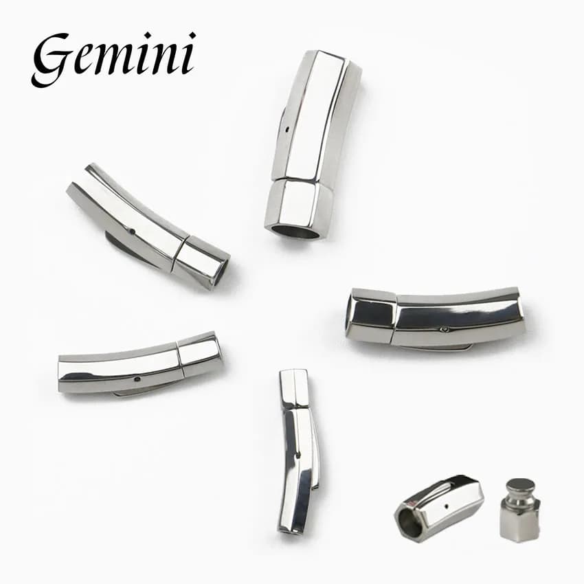 2PCs Stainless Steel Bayonet Clasps 3/4/5/6/8mm Hole Hexagon Push Lock Leather Cord Clasp DIY Bracelet Jewelry Making Supplies