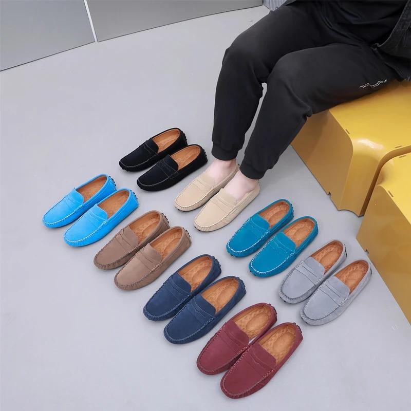 Multiple Colors Men Casual Shoes Fashion Men Shoes Suede Cow Leather Loafers Moccasins Slip On Men's Flats Male Driving Shoes