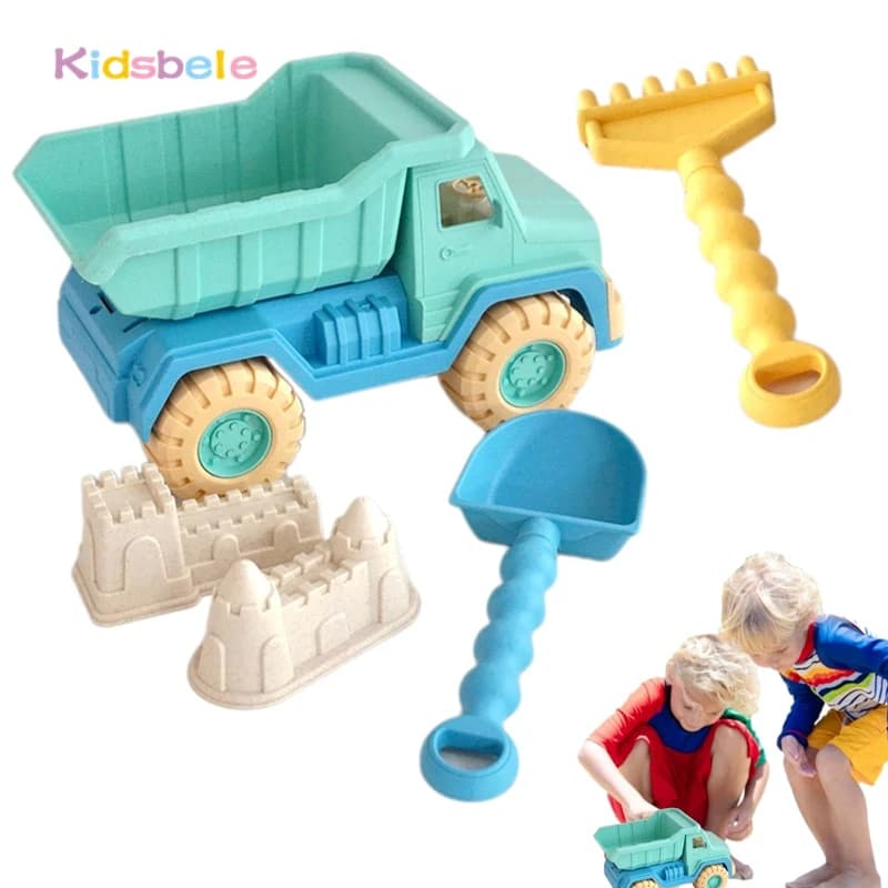 Set di giocattoli da spiaggia per bambini, set di giocattoli da spiaggia da viaggio, kit di costruzione di castelli di sabbia per ragazzi e ragazze, grande pala da sabbia, regalo per feste all'aperto