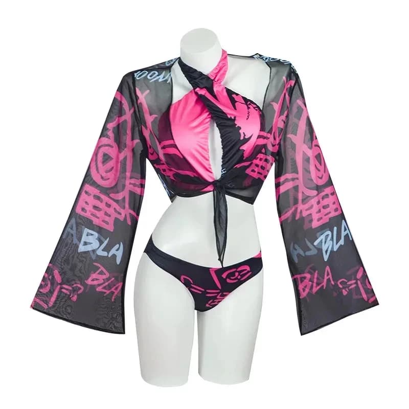 New Costume Cosplay Halloween Jinx Woman Swimwear 3 Pieces Game LoL Fantasy Adults Carnival Dresses 2026 ★