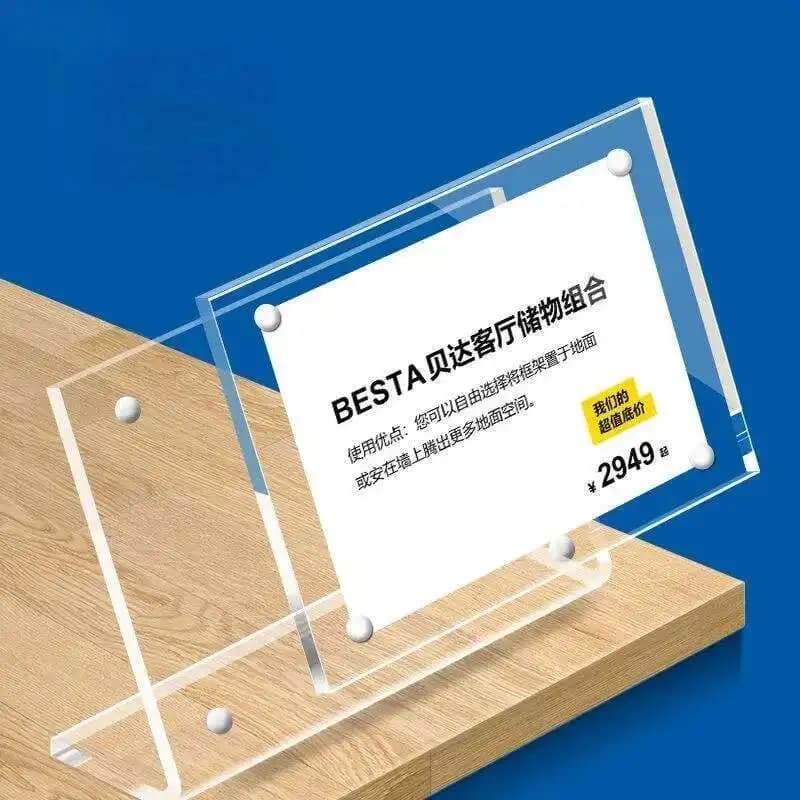 Set di 5 Portaetichette Magnetici a L in Acrilico, Espositore per Nomi di Prodotti, Porta Menu, Porta Listino Prezzi, Etichette 105x70mm