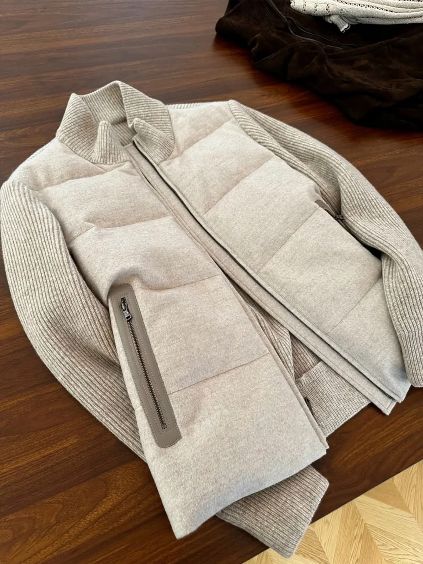 Elegante Giacca Vintage in Cotone Lavorato a Maglia per Donna, Casual con Collo Alto e Patchwork, Imbottibile, Moda Autunno Inverno