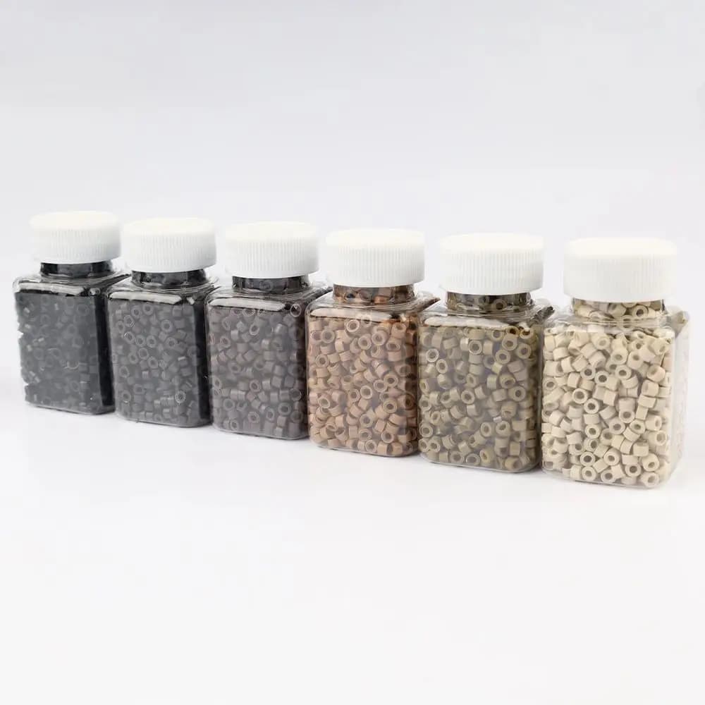 ARLANY 1000 pezzi di perline rivestite in silicone per estensioni dei capelli di trama 5 mm per applicazioni di estensioni invisibili Estensioni dei capelli con punta I