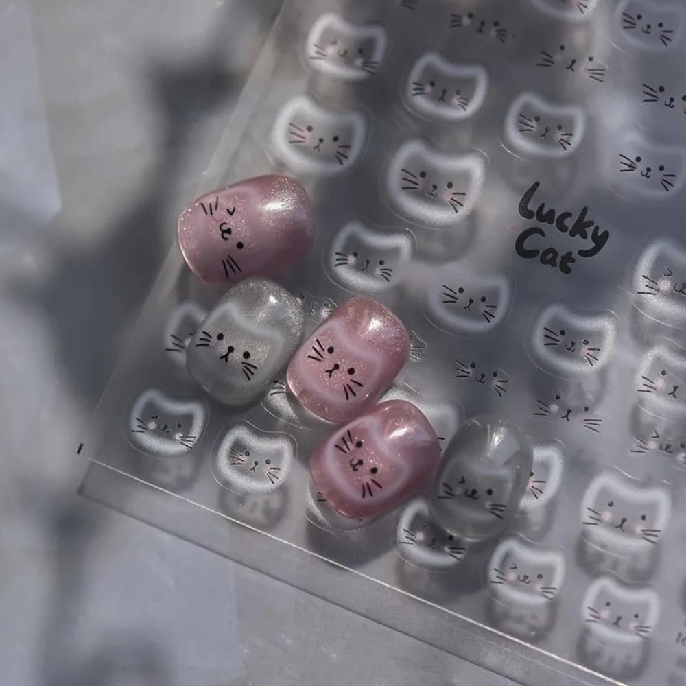 Espressioni del gatto Adesivi per unghie Kawaii Mini cartoni animati Decorazioni per unghie autoadesive Nail art fai da te Vari nail art in rilievo 5D